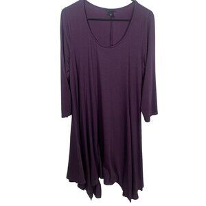 Torrid Midi Jersey Trapeze Dress Womens Size 1 Purple 3/4 Sleeve Stretch